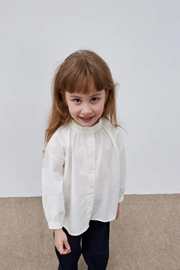 Tics Gathered Ecru Girl's Shirt