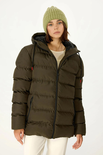 QAWWA Women's Khaki Water and Windproof Padded Coat