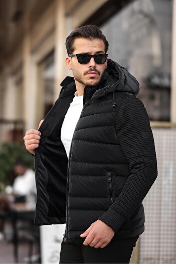 Delpino Men's Knitwear Puffer Jacket - Sleeve Design