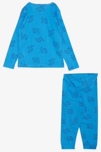 Macawi 1.5-5 Years Old Boy's Blue Pajama Set - Turtle Pattern