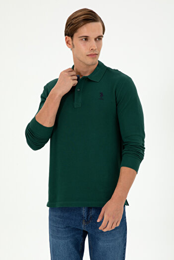 U.S. Polo Assn. Ανδρικό φούτερ σε σκούρο πράσινο Basic 50289062 -VR079