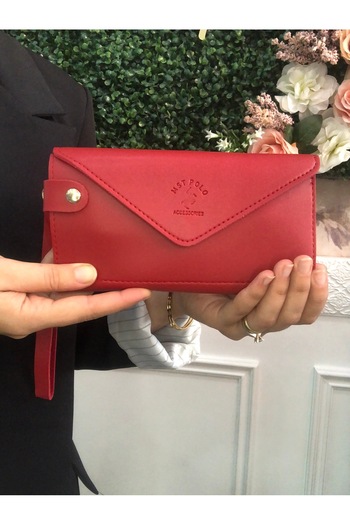 Baykuş Boutique Leather Women's Wallet with Phone Compartment and Cash Coin Compartment Wrist Arm Hand Strap Wallet