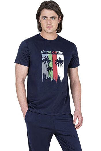 Pierre Cardin Σετ πιτζάμες από 100% βαμβάκι Full Fit, Σετ ανδρικό μπλουζάκι παντελόνι, με τσέπη