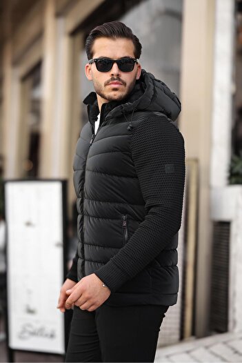 Delpino Men's Knitwear Puffer Jacket - Sleeve Design
