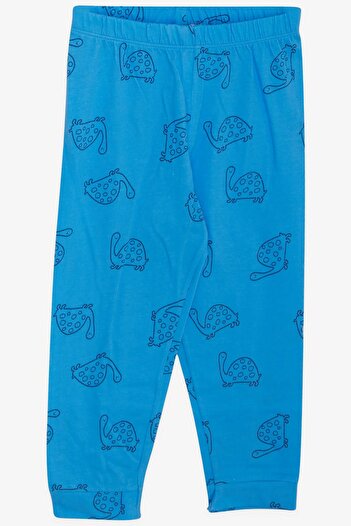 Macawi Erkek Çocuk Pijama Takımı Kaplumbağa Desenli 1.5-5 Yaş, Mavi