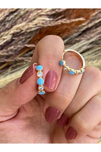 Lucios Golden Craftsmanblue Mined Zircon Stone Detail Hook Earrings (Unstable Series) Rose Gold