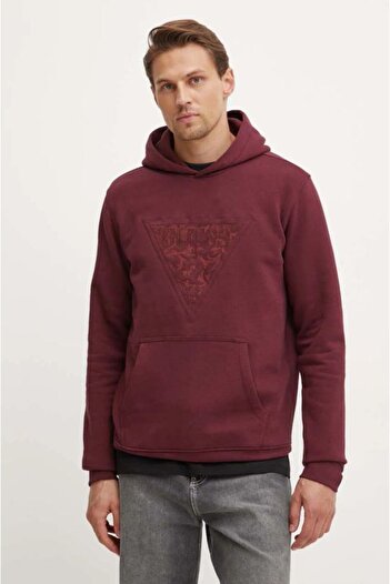 Guess Men's Embroidered Embroidered Patterned Sweatshirt - Claret Red