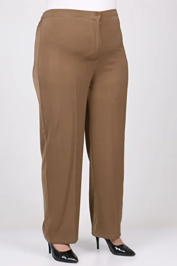 Eslina 29021 Παντελόνι Lycra Mink Plus Size - Πιο ψηλό, με κουμπιά στη μέση
