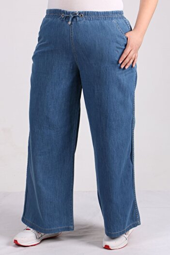 Eslina 29000 Large Size Wide Leg Jeans - Light Navy