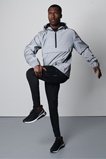 Tchibo Men Plain Windbreaker Jacket, Grey