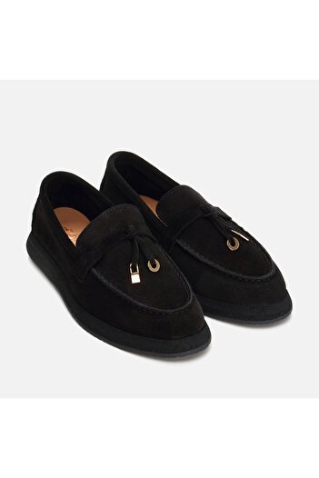 Hotiç Genuine Leather Black Women's Loafer
