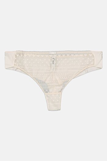 Etam Women Textured Pull On Tanga Panty, White