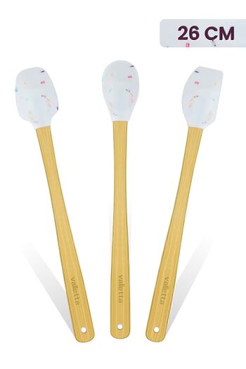 valletta Indigo Bamboo Silicone Spatula - Set of 3 White Spots, Long 26 cm