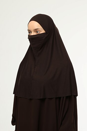 Altobeh Έτοιμο τουρμπάνι πέπλο πρακτικό κασκόλ Hijab με χιτζάμπ Nikapli - Σουφλέ πανί προσευχής (XL) - Σκούρο καφέ