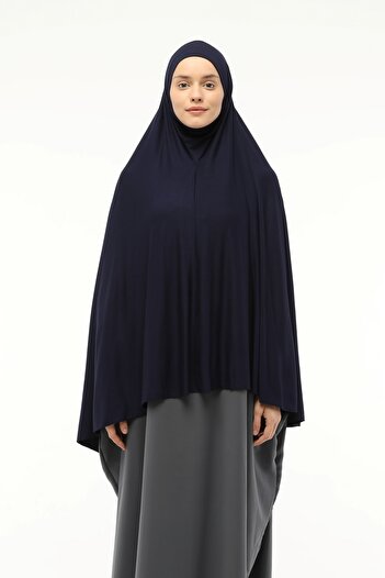 Altobeh Πρακτικό κασκόλ Hijab με έτοιμο πέπλο τουρμπάνι Hijab με χιτζάμπ - Σουφλέ κάλυμμα προσευχής (5XL) - Navy Blue