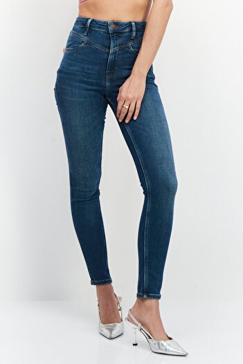 Guess Women Skinny Fit Washed Denim Jeans, Blue
