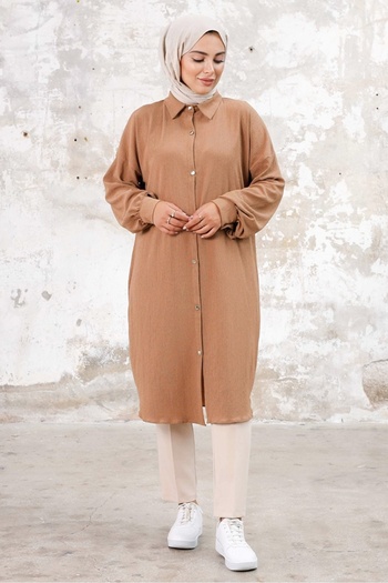 Bestenur Lisa Neck Mink Tunic 1249 - Buttoned