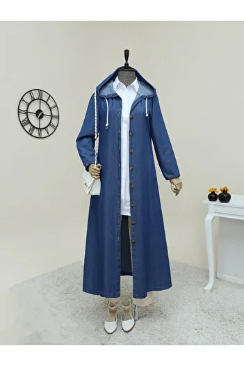Modamorfo Indigo Long Jeans - Tall Button and Hoodie