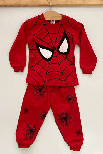 lillia kids Spiderman Themed Superhero Red Children's Pajama Set 100% Cotton