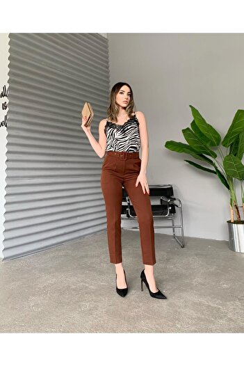 Asia Asia Belt High Waist Fabric Pants