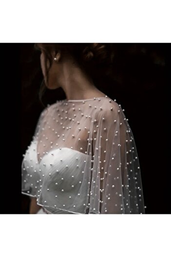 Eva Flore Stylish Romantic Pearl Bridal Shawl, Cape for Wedding Dress, Wedding Dress Boleros with Pearls