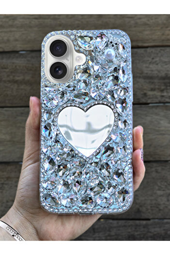 OSG iPhone 16 Plus Compatible 3D Mirrored Teddy Bear Character Stone Protective Premium Case