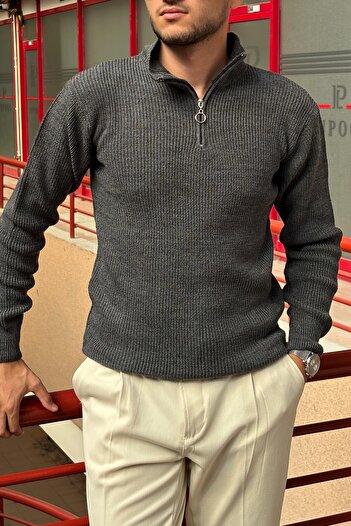 inpool Men's Winter Knitwear Sweater - Half Zipper, Stand Collar, Old Money Culture Pltk06