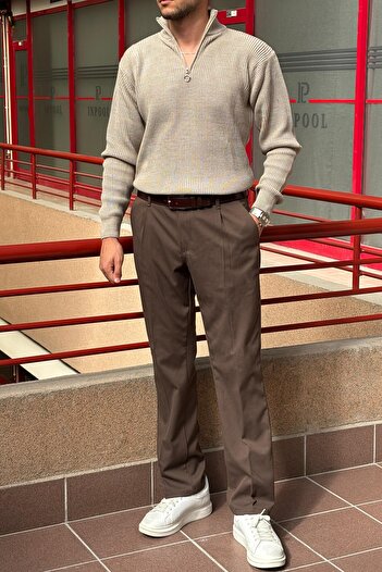 inpool A Quality Fabric Oversize Trousers with Pleat Detail - Old Money Culture 24Inp292