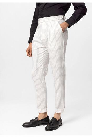 Antioch High Waist White Striped Men's Trousers