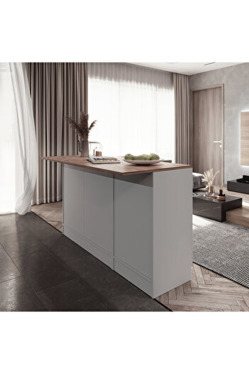 Tdesigno Katrina-katirinia Mutfak Adası -alt Modül-150 Cm Beyaz -tezgah Dahil