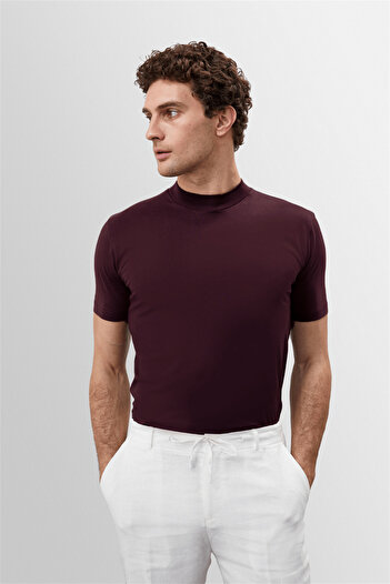 Antioch Plum Slim Fit Basic T-shirt