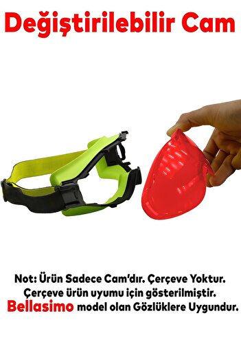 Badem10 Bellasimo Rimless Ski Snow Goggles Can Replace Lens Glass Antifog Sun Snow Goggles Glass Red