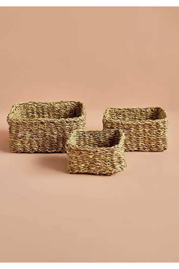 HOMİNG Beige Homing Set of 3 Square Organizer - 241681