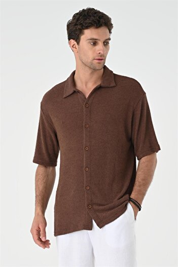 Antioch Brown Relax Fit Knitwear Men's Shirt