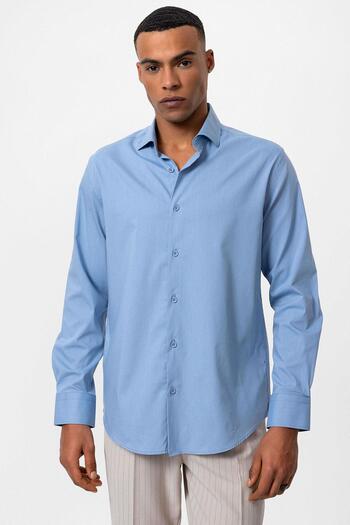 Antioch Men's Classic Blue Slim Fit Shirt