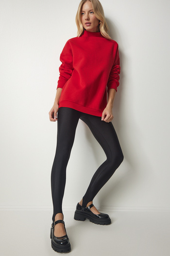 Lovelyİstanbul Red Stand Collar Raised Sweatshirt - Lub0039