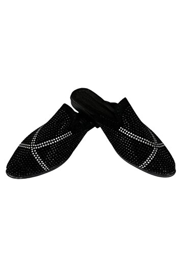 Liger Papuci de damă din piele intoarsa cu varf ascutit Stone Design NEGRU - ARGINT