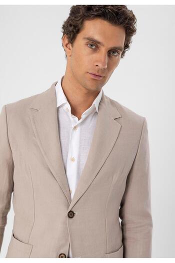Antioch Beige 100% Linen Men's Blazer Jacket