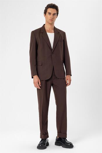 Antioch Brown Single Button Closure Relax Fit Men's Jacket
