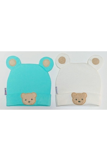 neocotton Cotton Striped Baby Beanie Teddy Bear - Knitted Combed Cotton