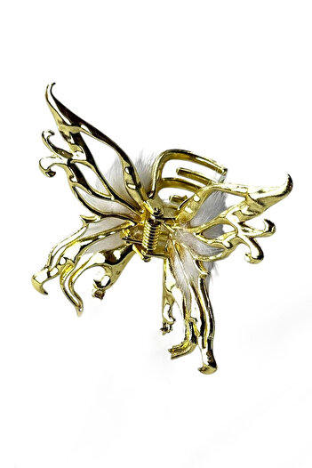 TAKIŞTIR Gold Color Butterfly Figured Dangle Metal Latch Buckle