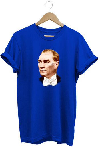 The Baski Ataturk Portrait 29 Οκτωβρίου τυπωμένο 100% βαμβακερό μπλε μπλουζάκι