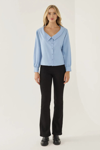 Hiccup Straight Cut Collar Detailed Shirt