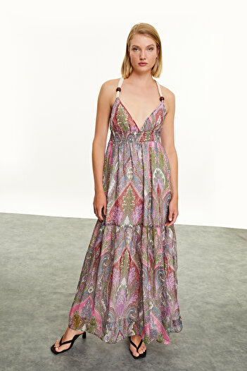 Mudo Halter Printed Long Dress