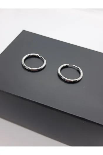 Set 12 mm Antiallergic Stainless (1 Pair) Steel Hoop Earrings (Thickness: 1.6 mm)