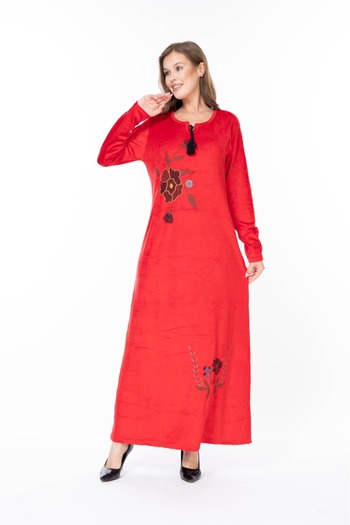 mervemoda Women's Long Sleeve Velvet Dress
