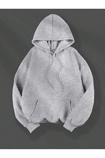 Mythologie Shadow Silhouettes Sweatshirt - Gray Printed Oversized Hooded Hoodie