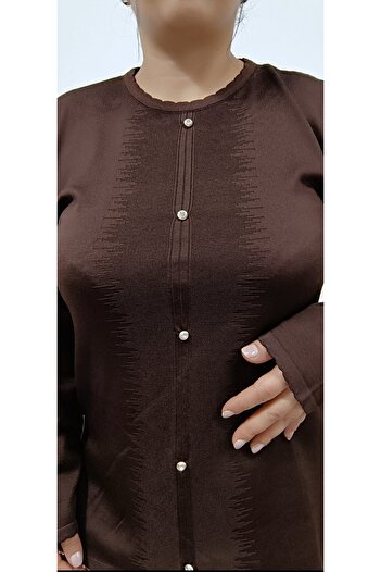 AKŞEN GİYİM LARGE SIZE LONG SLEEVE THIN CORRATED FABRIC 70 CM STONE BUTTONED 1stQUALITY MOTHER BLUZ