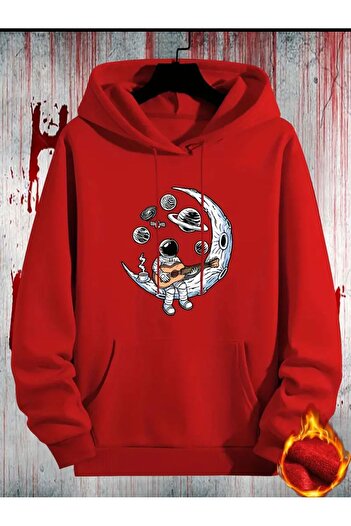 caddekombin Astronaut Patterned 2 Thread Raised Sweatshirt