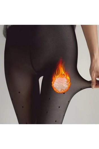 femmefinesse Fekete pöttyös - Bőrszínnövelő téli vastag plüss zokni leggings